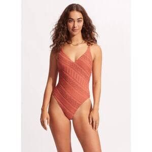 Seafolly Marrakesh V Neck One Piece - Cinnamon us size 4 nwt